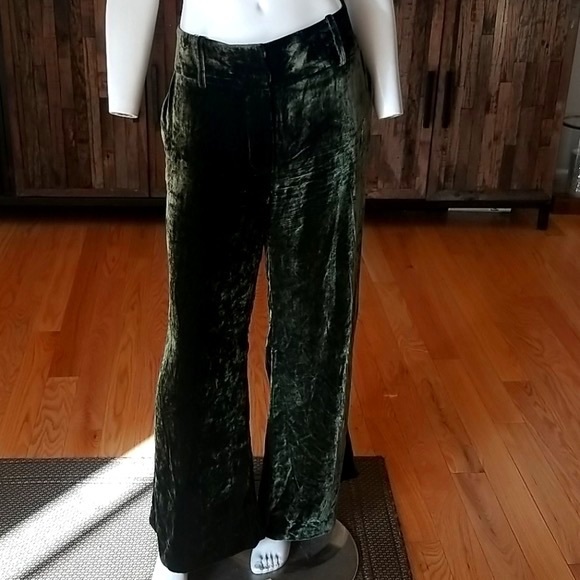 Frame Brand SOFT crushed velvet forest green pants - Picture 5 of 5